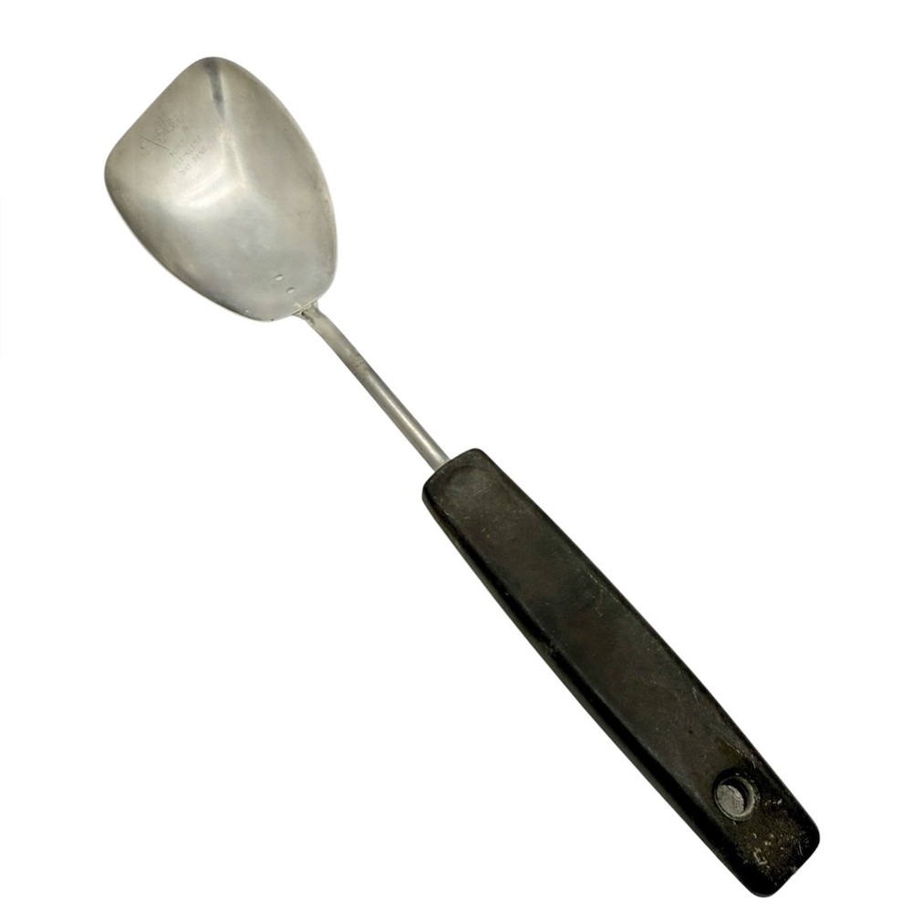 Vintage Foley MPLS Ice Cream Spade Scoop Spoon Stainless Black Handle 11"